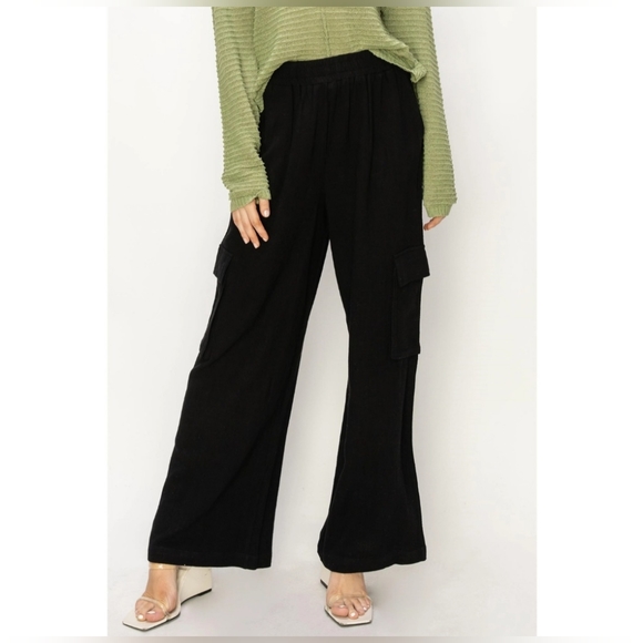 #47 🛑S,L BOHO TRENDY Wide Leg Linen Cargo Pants - Picture 13 of 16